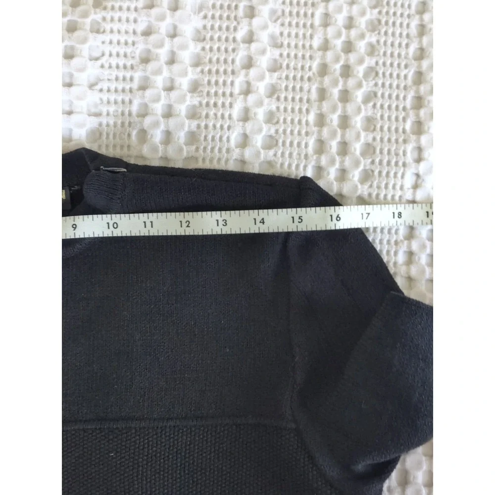 St John Basics Santana Knit Sweater Small Black Ribbed Pullover Side Slit 3/4‎